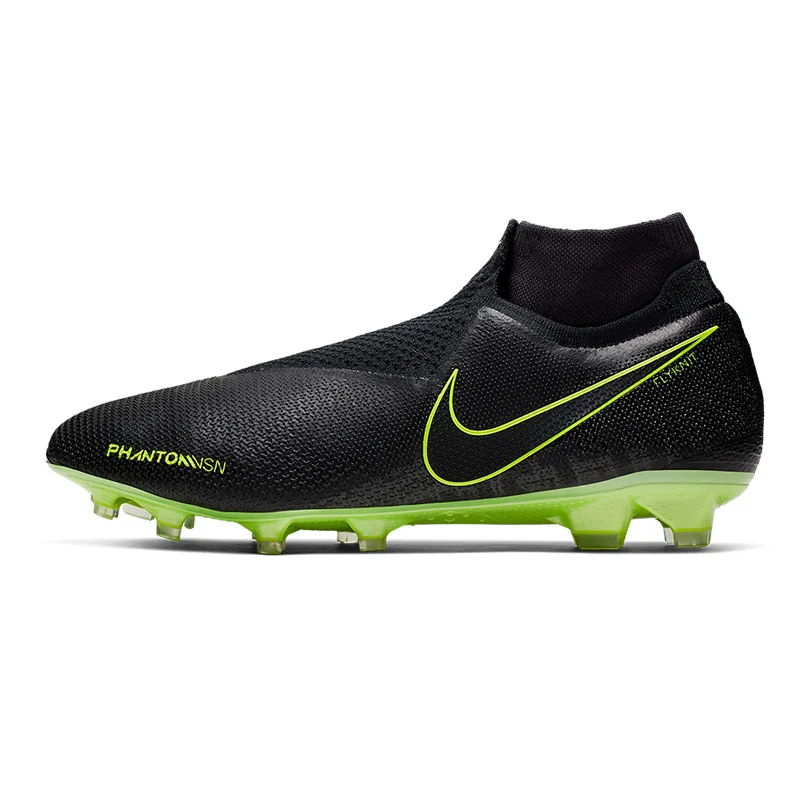 Black green Оригинальные мужские футбольные бутсы Nike Phantom VSN Elite DF FG, Дартс из натуральной травы, высокие профессиональные кроссовки, AO3262-408 - Цвет: Black green