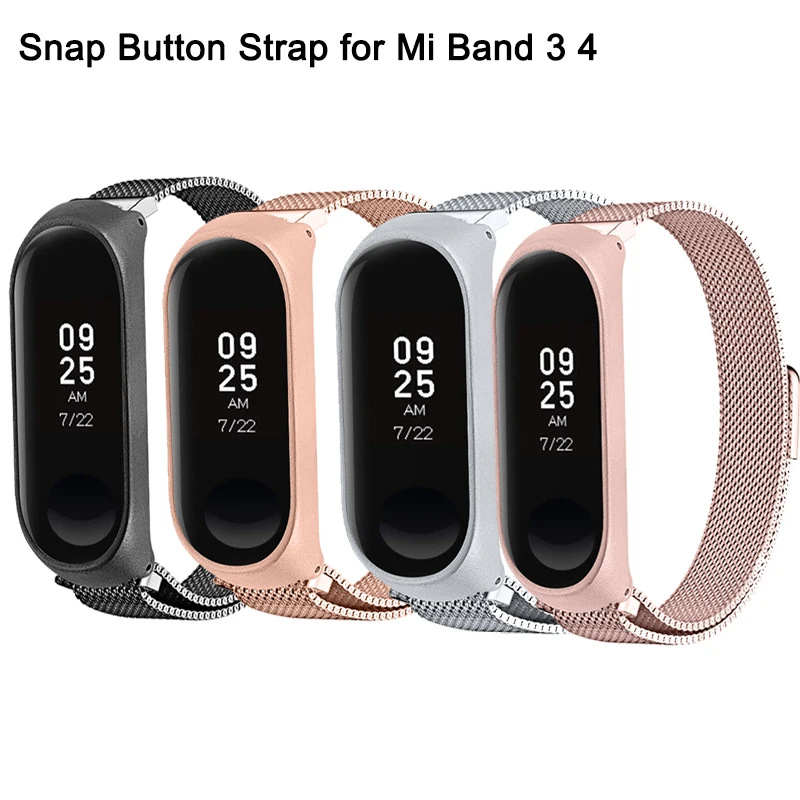 Миланский Браслет с металлической сеткой и защелкой для Mi Band 3 4, скользящая застежка, браслет из нержавеющей стали, ремешок для Miband 3 4, аксессуары