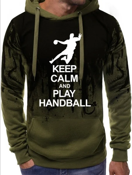 Армейский зеленый Мужские толстовки MAGLIA MAGLIETTA Swea UOMO SPORT PALLAMANO KEEP CALM HANDBALL 2019tte - Цвет: Армейский зеленый