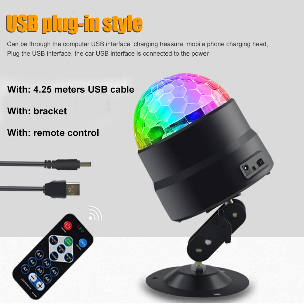Мини-светильник для вечеринки USB светодиодный бар сценический светильник ing RGB диско шар светильник звуковая активация DJ проектор вечерние светильник s для звездного проектора - Цвет: USB plug