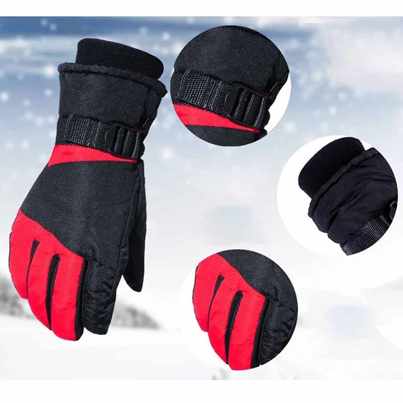 Skiing Gloves Full Finger Water Resistant Thick Thermal Fluffy Handwear Outdoor Winter Motorcycle Riding Snow Cycling Gloves