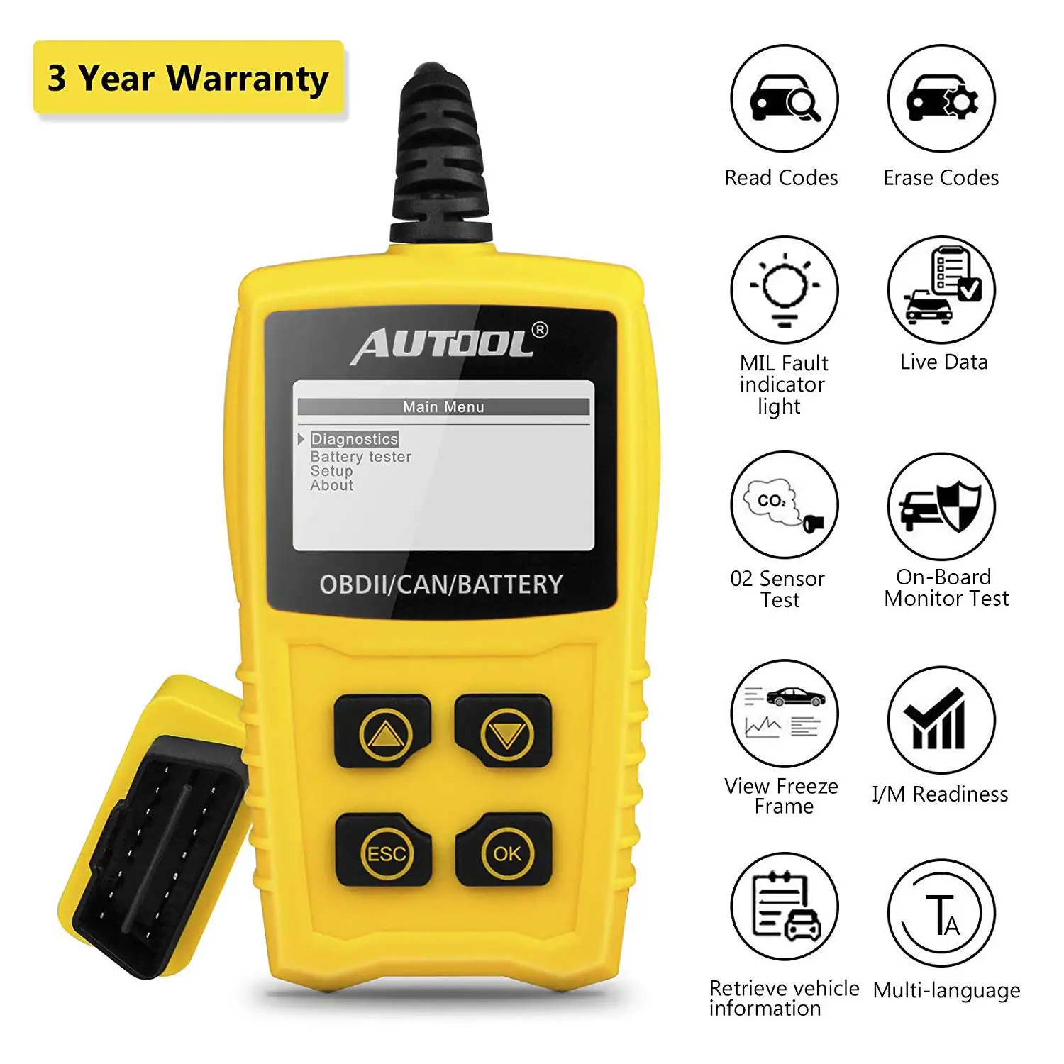 Автомобильный диагностический сканер AUTOOL CS330 12 В OBD2 II инструмент тестер