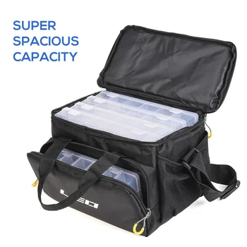 

Padded Fishing Tackle Bag Fishing Accessories Storage Bag Case Carp Fishing Shoulder Bag Hand Bag with 5 Tackle Boxes
