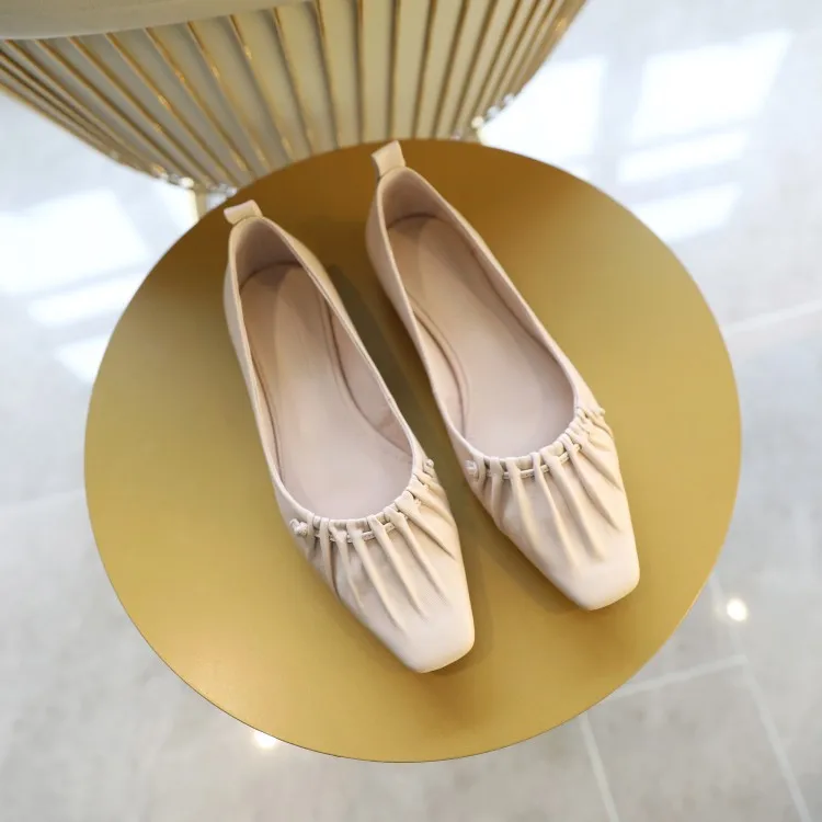 

2020 Spring New Style Square Head Low Heel Solid Color Casual Versatile Fashion Popular Viscose Specific Sheepskin PU Leather