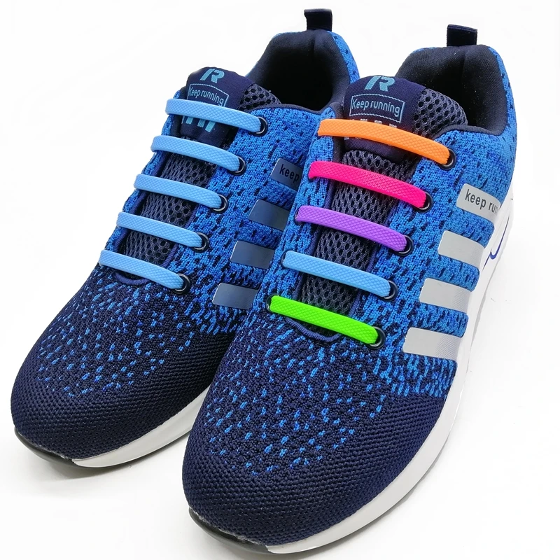 16Pcs/Set Silicone Elastic Shoe Lace Fashion Running No Tie Shoelaces All Sneakers Fit Strap