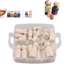 65/55/43 мм натуральный Un paint ed женский и мужской деревянный колышек куклы тела для DIY искусства и ремесла краски резной резьбы