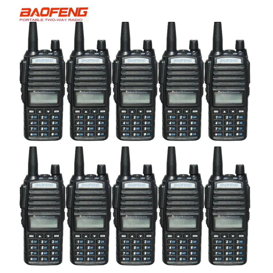 10 шт. Baofeng UV-82 двухканальные рации с двумя кнопками PTT UV82 FM приемопередатчик радиостанции 5 Вт/8 Вт двухстороннее радио Comunicador