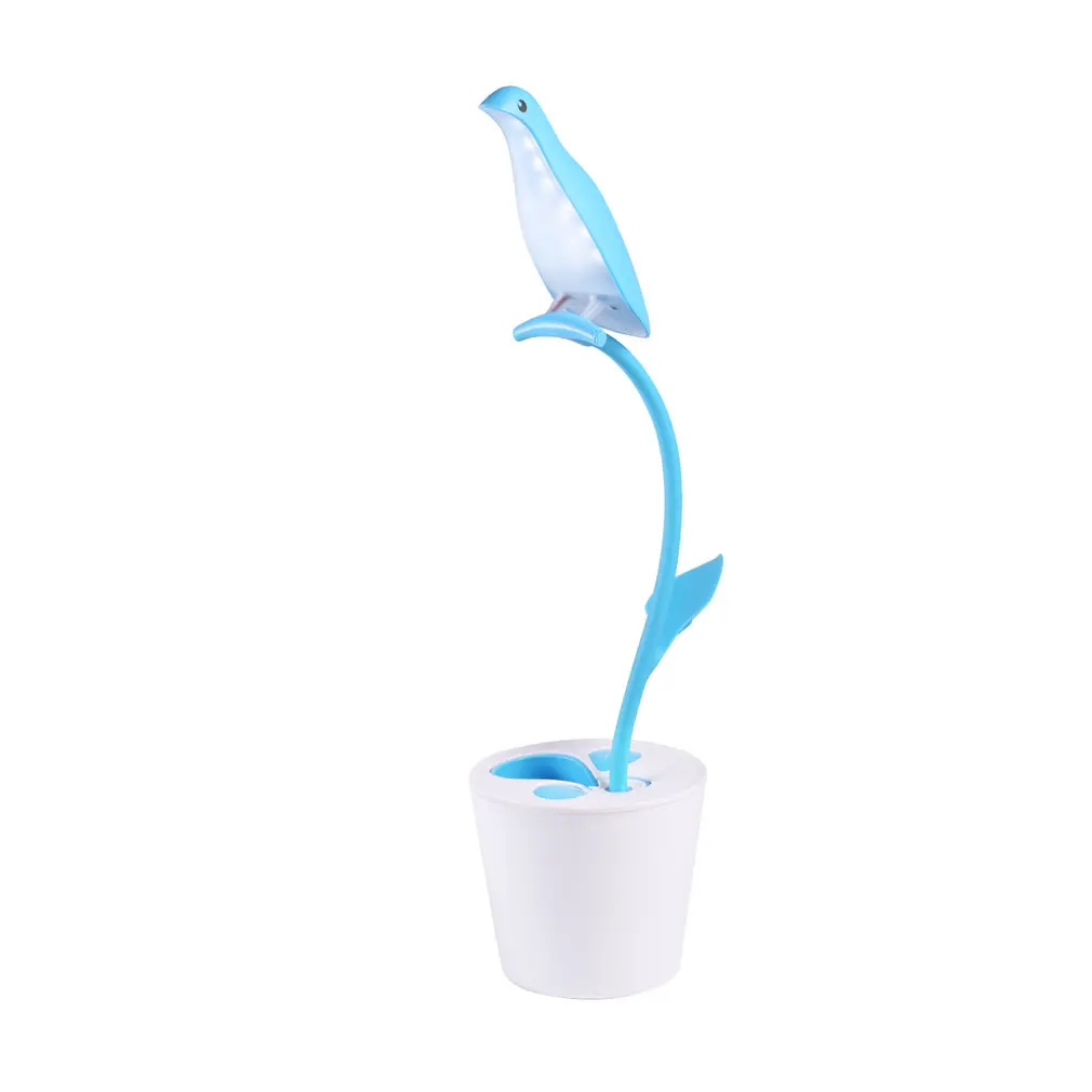 

Flexiable Reading Table Night Light Unique Bird USB 13 LED Desk Lamp with Pen Holder Children Kids Bedroom Living Room Light New