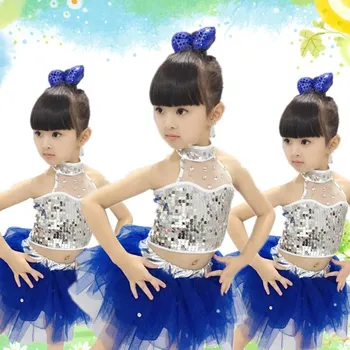 

Children Dance Thick And Disorderly Skirt Show Serve Girl Stage Modern Sir Dance Performance Serve Child Paillette Yarn Skirt