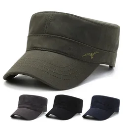Spring And Autumn Military Cap For Male Visor Cotton Embroidered Seagull Minimalist Style Flat Top Outdoor Men Army Hat JM0012