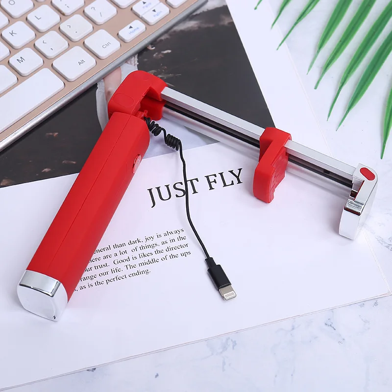 Yulass селфи-палка для iphone Mini Red Проводная Регулируемая ручная селфи-Палка для телефона для подкаста