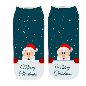 

New Christmas Tree Christmas Santa Short Cotton Socks Women Men Christmas Socks Funny Pictures Print Fashion Cotton Socks O12