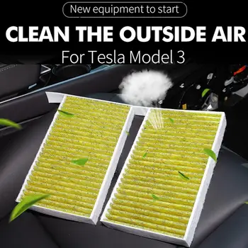 

2PCS Car Cabin Air Filter Replacement with Activated Carbon for Tesla Model 3 Car Air Conditioning Filter Car Accessories