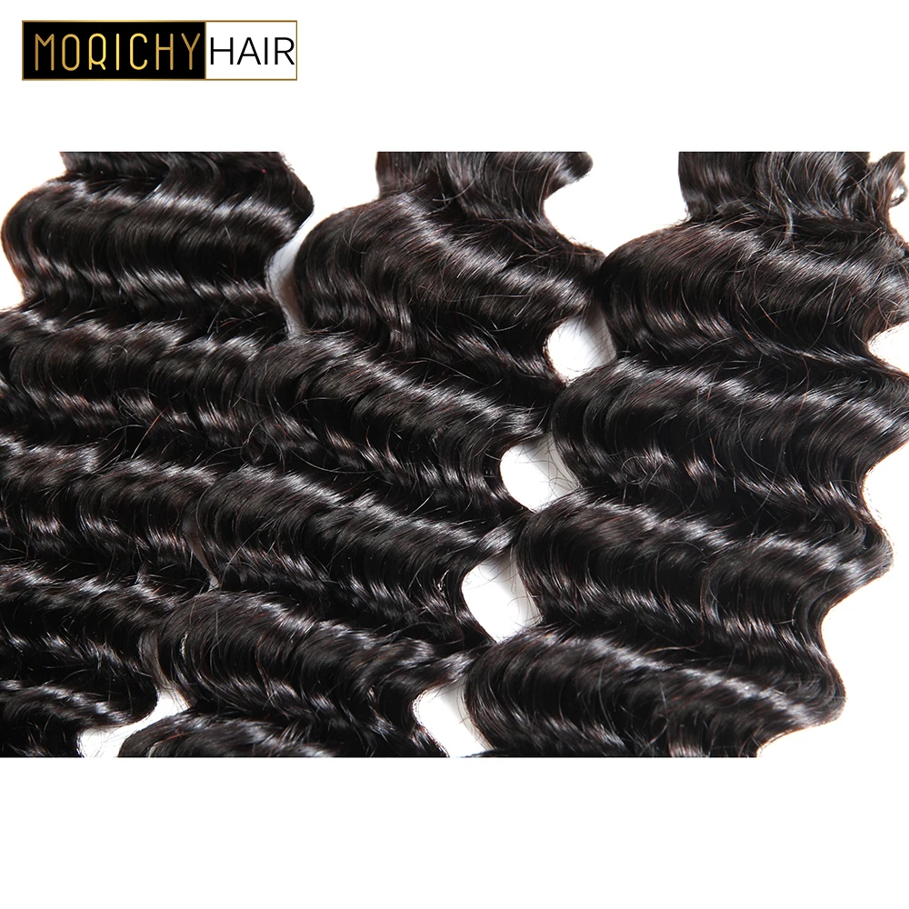 Morichy Deep Wave Brazilian Hair Weave Boundles Non-Remy Human hair Natural Balck Human hair 3/4 PCS Free Shipping