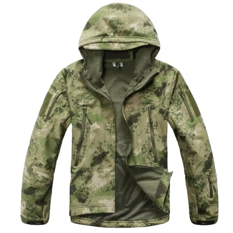 

DIHOPE Men Shark Soft Shell Military Tactical Jacket Waterproof Warm Windbreaker Coat Camouflage Hooded Jacket US Army Clothing