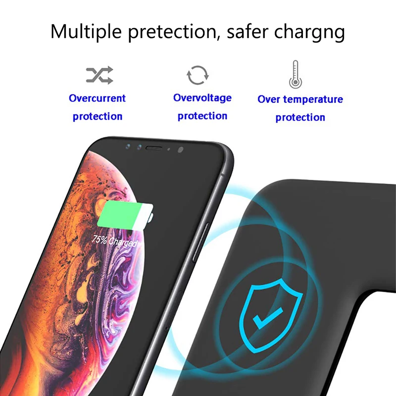 3 в 1 15 Вт Qi Беспроводное зарядное устройство подставка для Iphone 11 XR Apple Watch IWatch 4 2