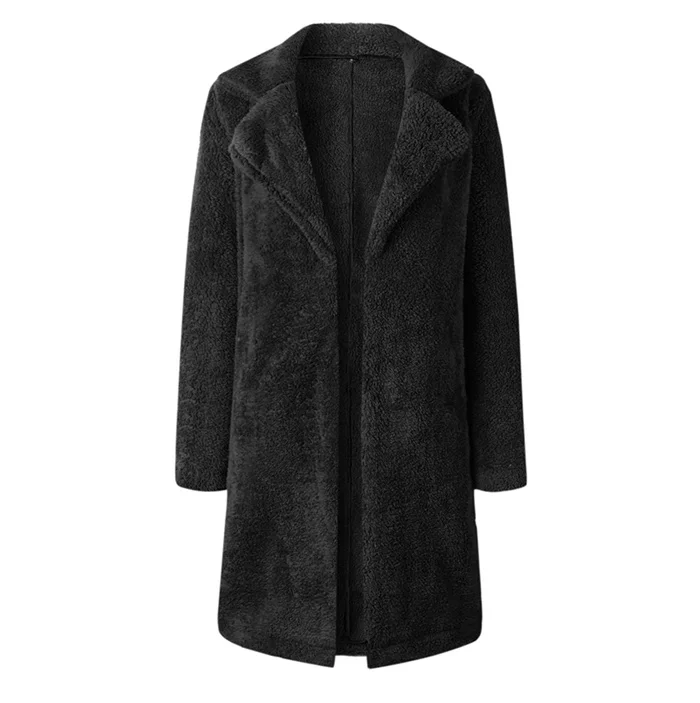 XXXL осенне-зимнее женское длинное пальто простое шерстяное пальто с отложным воротником плюс Толстая теплая верхняя одежда из твида Casacos femininos