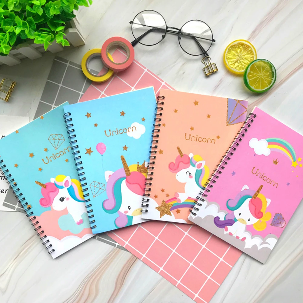 Kawaii Unicorn металлический блокнот с кнопками 1 шт. креативный простой листьями