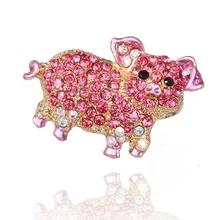 Модная роскошная женская брошь, милое животное розовая свинья, брошь с кристаллами, булавка, ювелирное изделие, Женская позолоченная подвеска, броши для шарфов#2