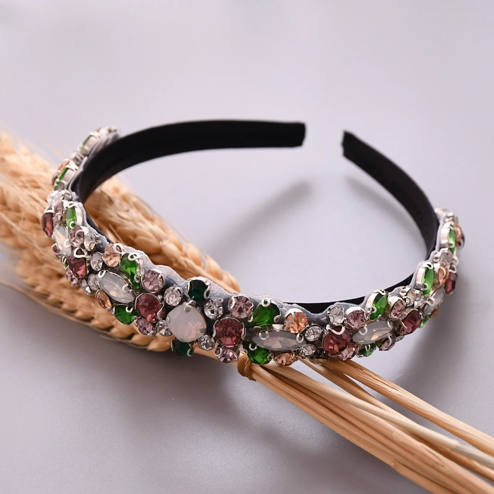 

TRiXY FG02 Baroque Luxury Colorful Rhinestone Flower Headband Party Wedding Hair Jewelry luxury dance party catwalk headband