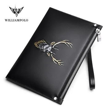 

WILLIAMPOLO wallet luxury wristlet envelope famous brand leather purse