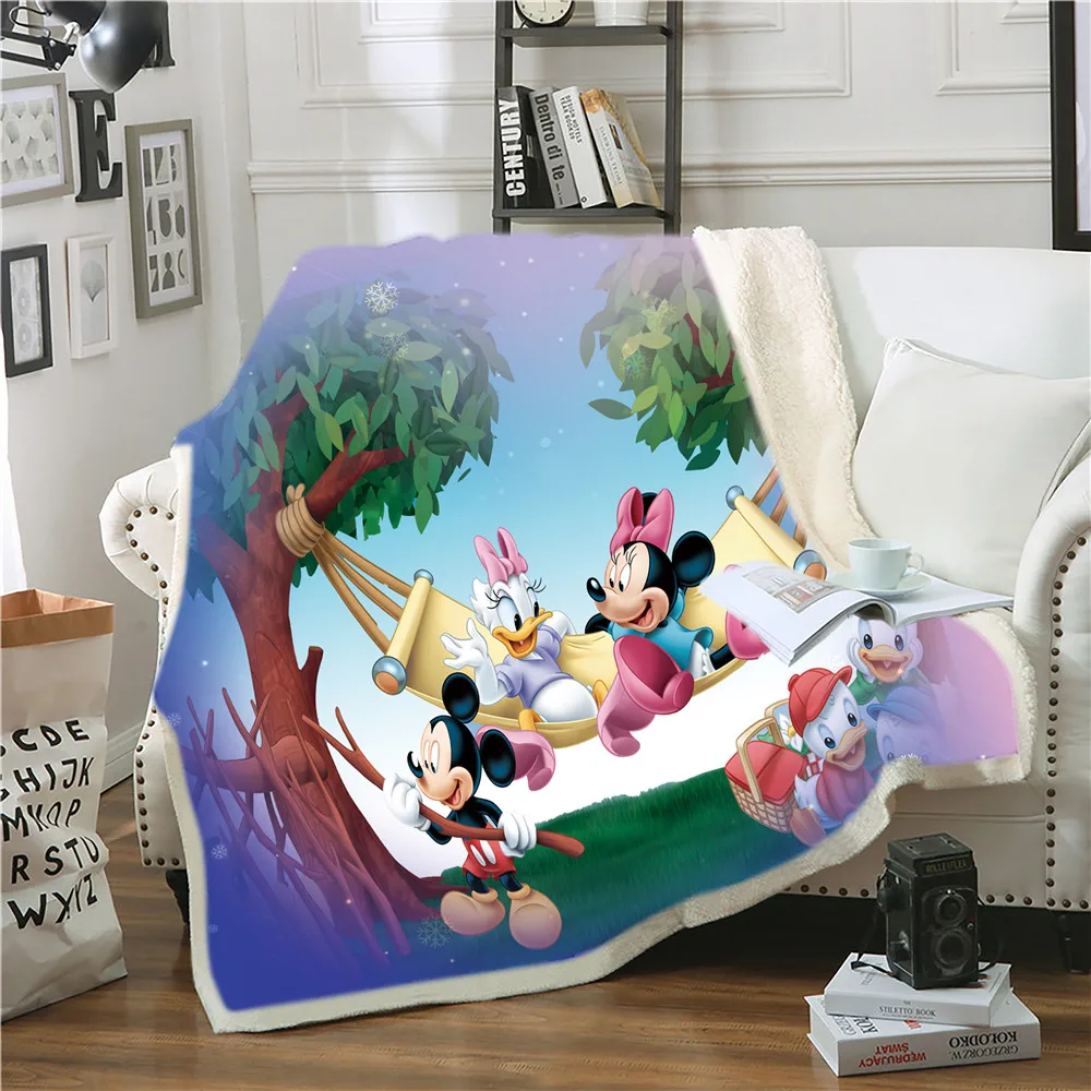 Disney Cartoon Mickey Minnie Blanket Soft Warm Coral Fleece Blanket Sheet Bedspread Sofa Throw