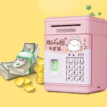 

Electronic Piggy Bank Fingerprint Sensing Password Money Box Cash Coins Saving Box ATM Safe Box Automatic Deposit Gift Dropshipp