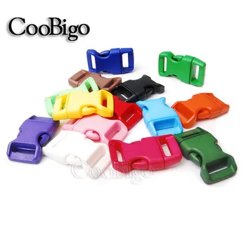 Curved Colorful 5/8" Side Release Buckle Paracord 550 Bracelet Backpack Dog Collar Strap Bag Parts 5~500pcs Pack #FLC103(Mix-s)