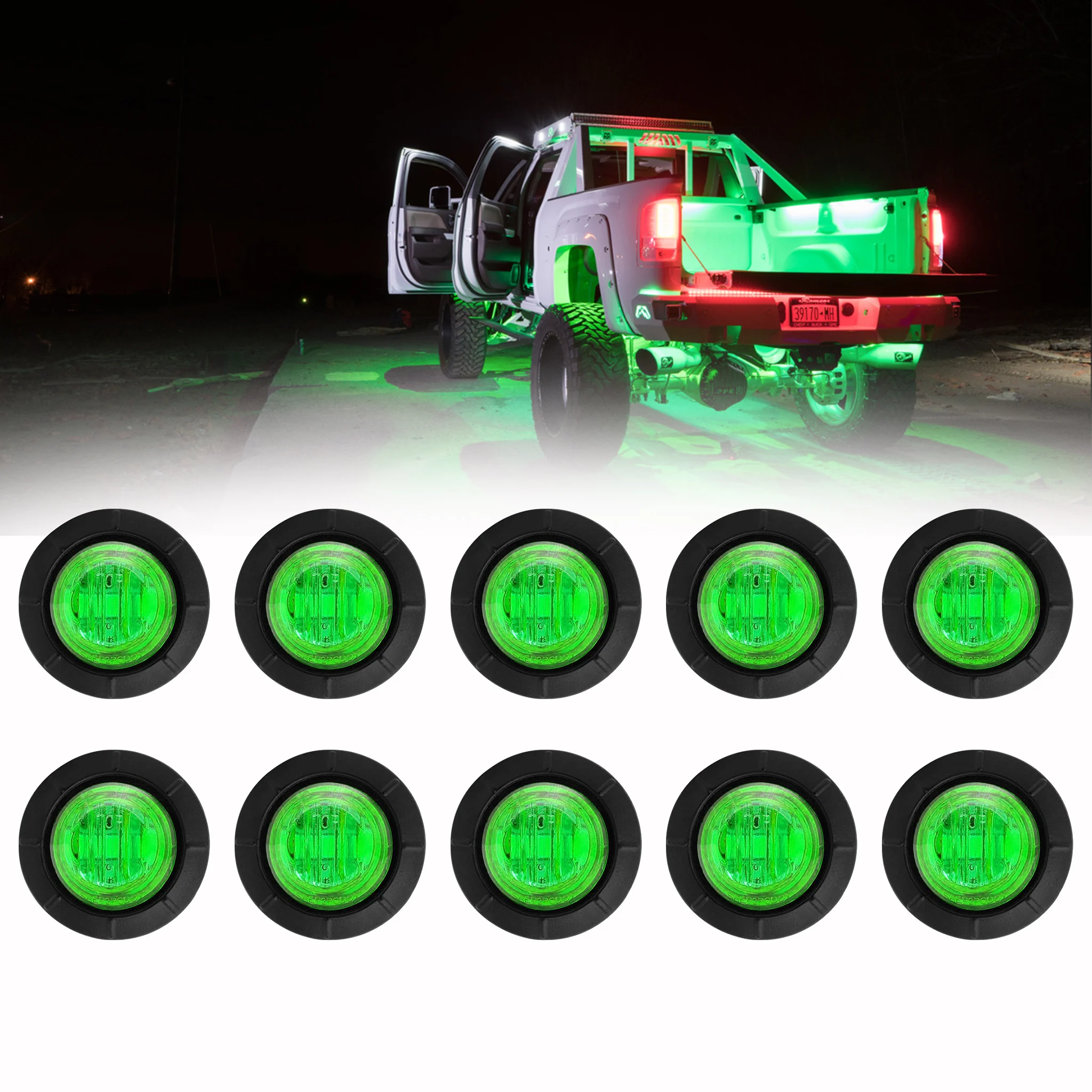 Generic (Red)10 Pods LED Rock Lights 3/4\" Mini Waterproof Round