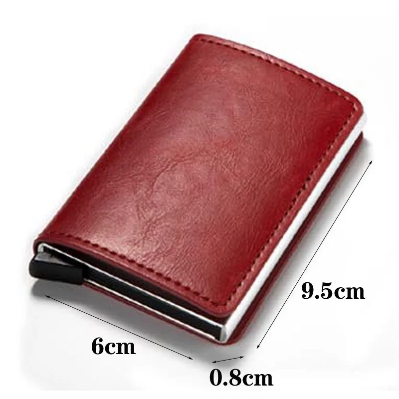New Unisex Credit Card Holders PU Leather Blocking Rfid Wallet Men id card holder Security Information Aluminum Card Case Purse