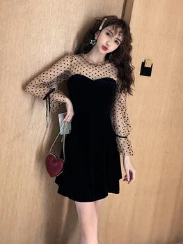 

Spring Summer Dress Women Clothes 2020 Mini Lace Black Sexy Dress Korean Vintage Women's Dresses Vestidos Ropa Mujer ZT5401