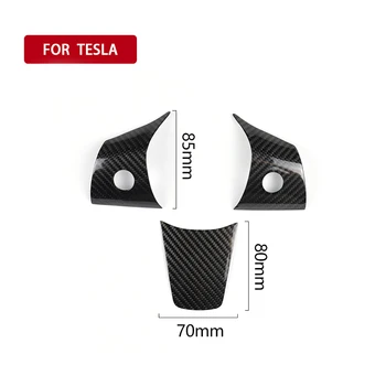 

3Pcs Steering Wheel Decorative Stickers Dry Carbon Fiber Kit For Tesla Model 3 2017 2018 Car Interior Accessories