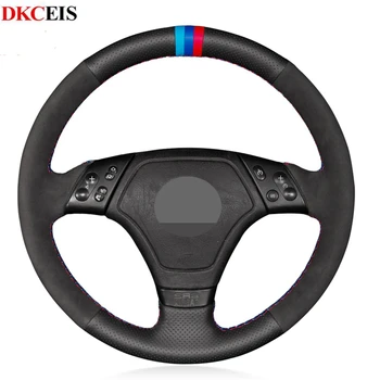 

DKCEIS DIY Black Soft Genuine Leather Suede Car Steering Wheel Cover for BMW E39 E46 E36 Interior Accessories Parts