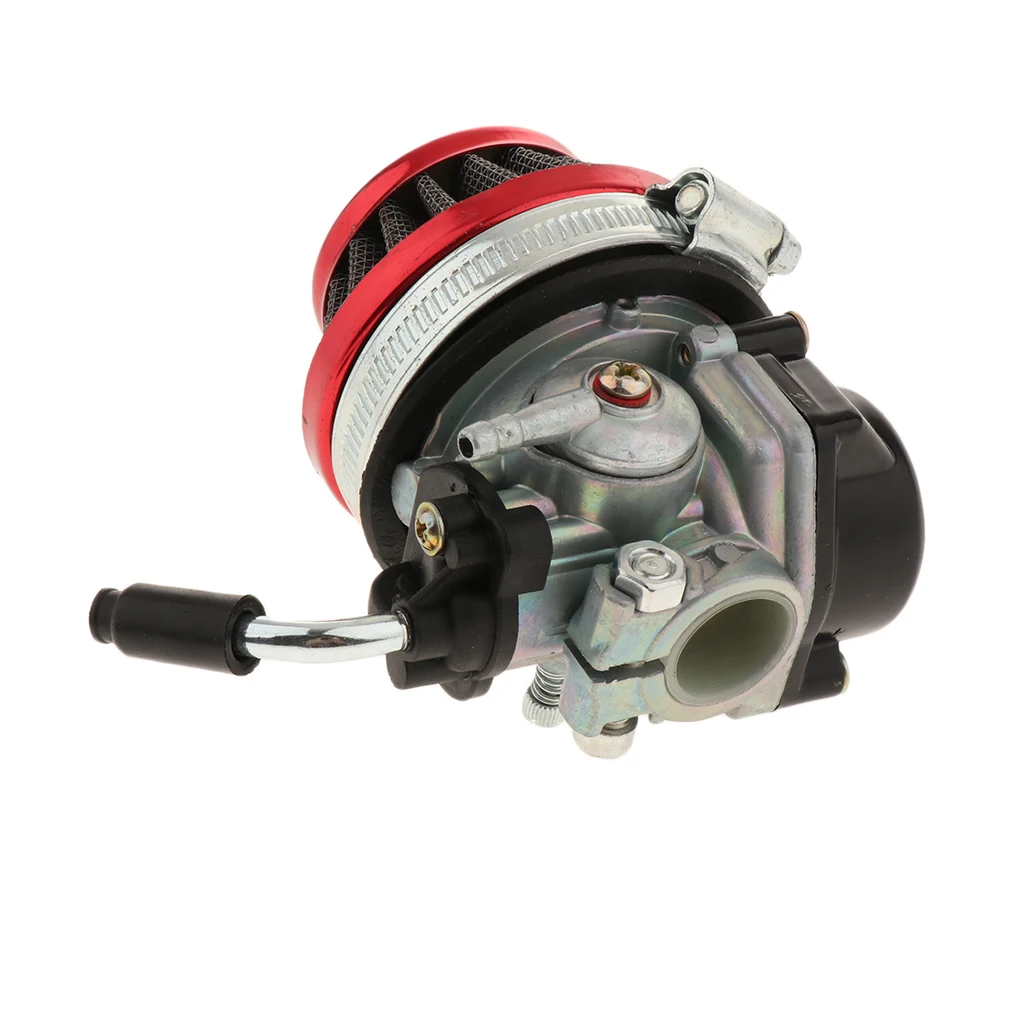 Solid 19mm Carburetor + Durable Red 58mm Air Filter Cleaner for 50cc-80cc 2 Stroke Motorized Bicycles Push Bikes
