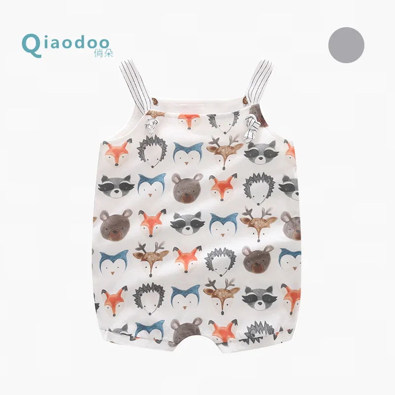 

Summer Style Suspender Strap Baby Clothes Jersey Animal Pattern Indoor Pajamas Onesie Clothing