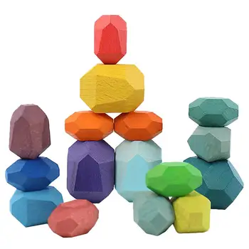 

1 Set/16Pcs Kids Stacking Blocks Wooden Stone Building Blocks Stacking Toy