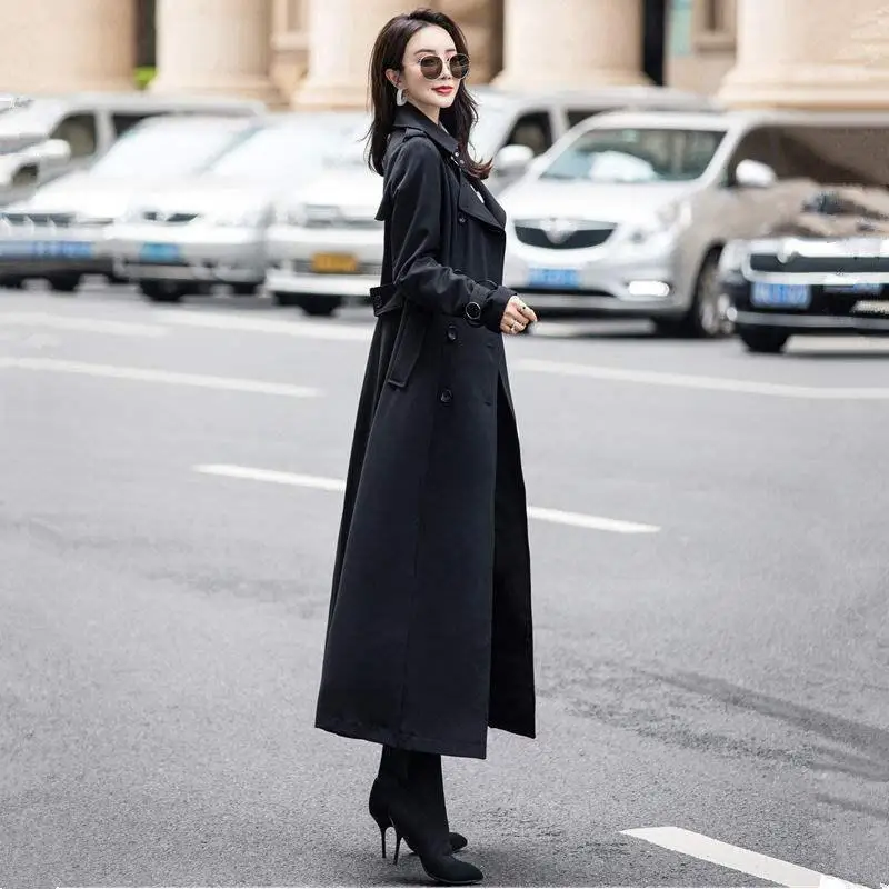 XXXL Тренч, женская одежда, элегантная повседневная ветровка, Женская свободная офисная уличная одежда, длинный тренч для женщин Q2210