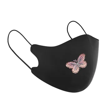 

Cotton Dust Face Masks Cartoon Expression Reusable Mouth Cloth Embroidery Mask Summer Ice Skating Double Face Mouth Cover