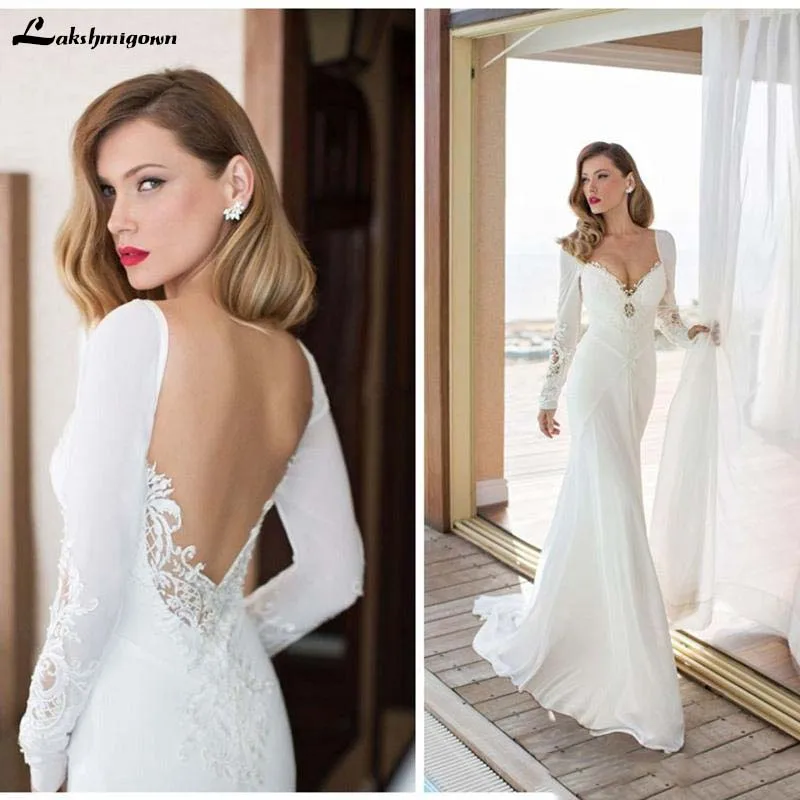 Женское свадебное платье Русалка элегантное шифоновое из спандекса с длинным