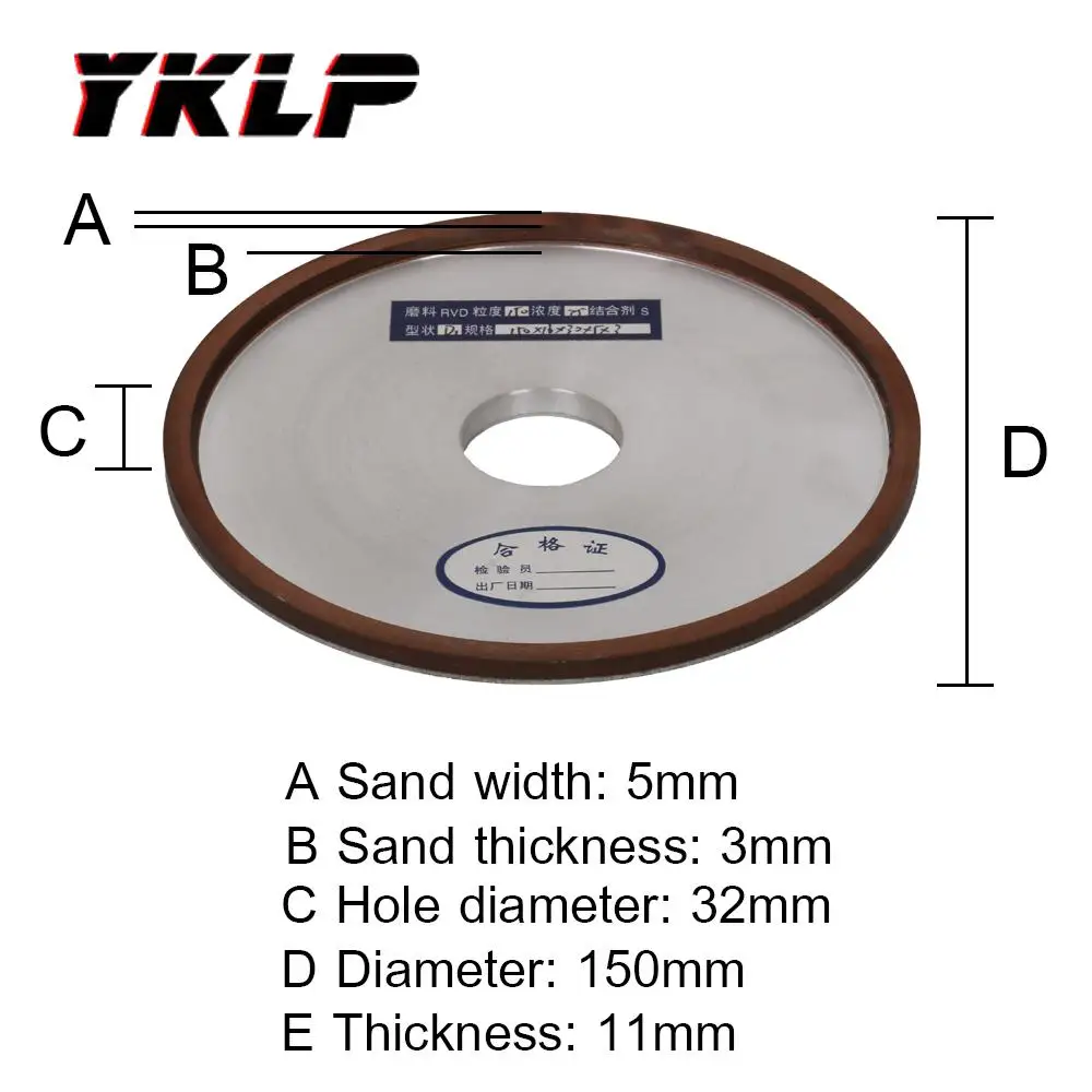 D1 150mm Diamond Grinding Wheel Resin Grinder Cutter for Metalworking Milling Cutter Rotary Abrasive Tool 150/180/240/320#