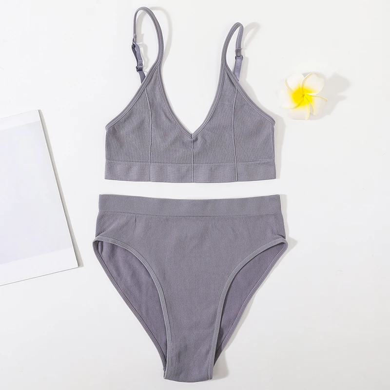 panty sets 2PCS Women Bra Set Deep V Lingerie Set Seamless Bra Backless Bralette Female Underwear Sexy Bra Top Women Brassieres Panties Set bra panty sets