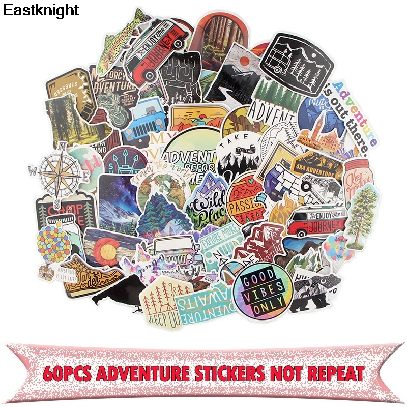60 шт. Adventure креативный значок DIY декоративные наклейки мультфильм стиль для DIY стены ноутбука телефон Скрапбукинг альбом E0815