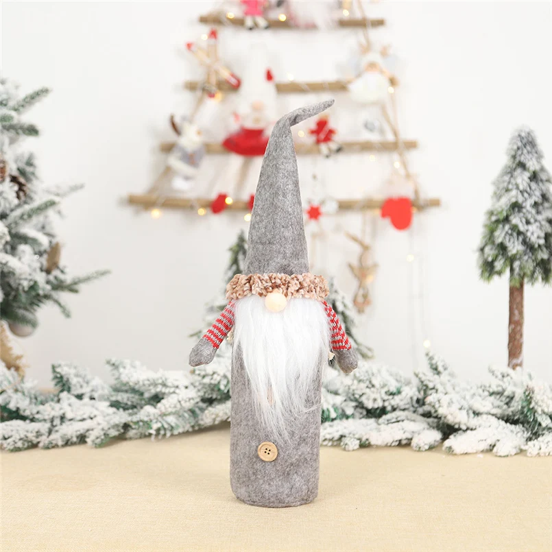 Santa Claus wine bottle bag party table Christmas happy decoration gift Christmas covers for bottles wijn kerst 20O30 (3)