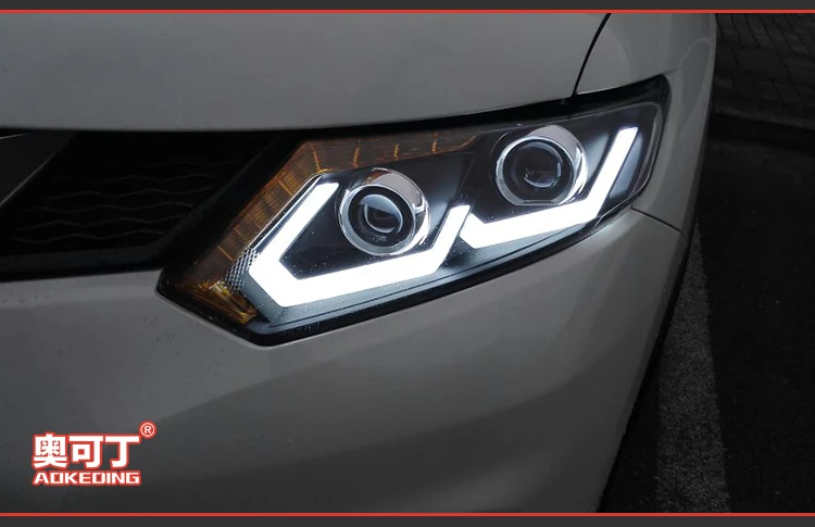 Car Styling Head Lamp case for Nissan X-trail Headlights- Rouge LED Headlight LED DRL H7 D2H Hid Angel Eye Bi Xenon