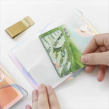 

Girl Men Credit Passport Bag Men Fashion Laser Transparent Card ID Holder Business Credit Card Holder Travel Passport Card Bag