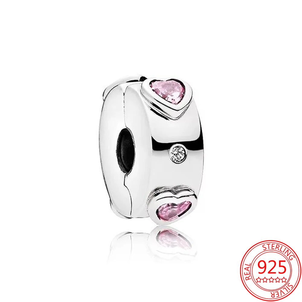 S925 Sterling Silver Sparkling Full Of Love Fixing Clip Charm Fit Original Pandora Bracelet Valentine's Day Buckle | Украшения и