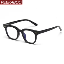 Peekaboo tr90 Ретро квадратные очки анти синий светильник в Корейском стиле с заклепками прозрачные мужские очки оправа по рецепту для женщин
