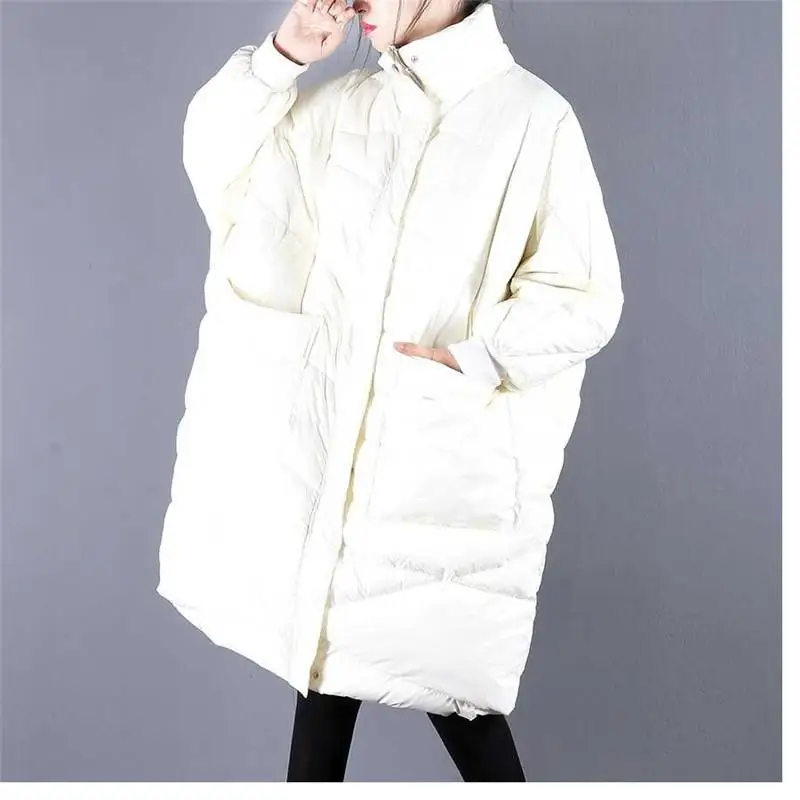 white Women 219 Winter Thick Warm Down Jacket New Fashion Gloss Oversized Parkas Female Real White Duck Down Coat Loose Outerwear N133 - Цвет: white