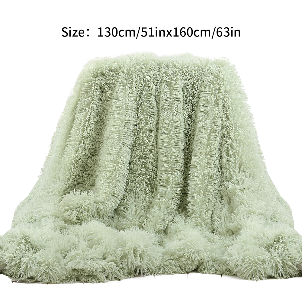 DIDIHOU 130x160cm Solid Color Shaggy Blanket Soft Plush Reversible Baby Blankets Washable Bed Couch Microfiber Adult Blanket