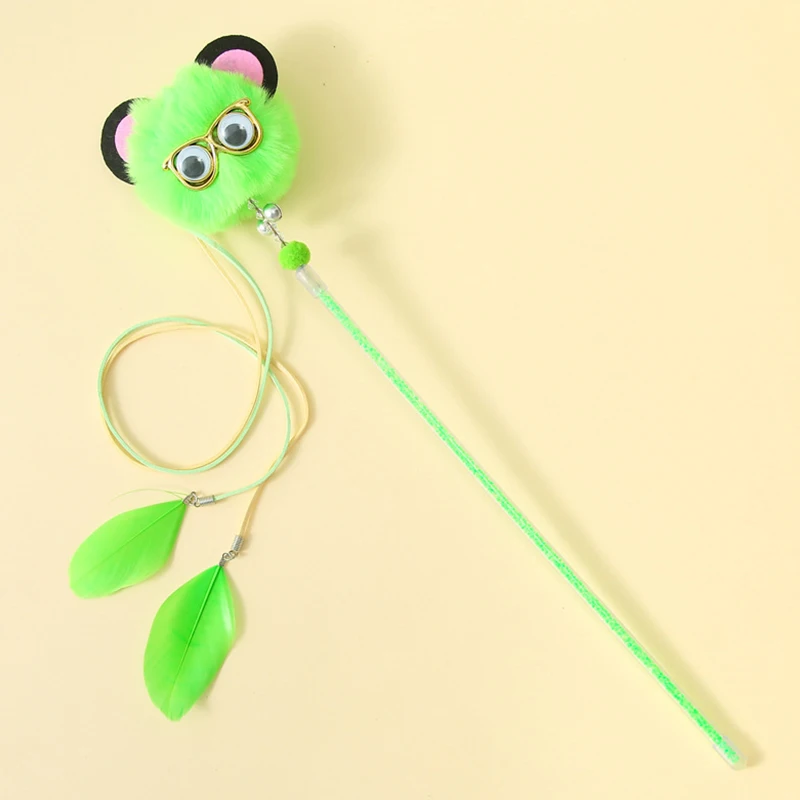 Plush Glasses Little Fairy Tassel Feather Bell Funny Cat Stick Cute And Interesting Outdoor Interactive Kitten Toy cute dog toys